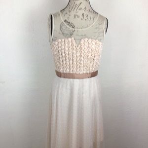 Anthropology-Rye/cream shabby chic dress w/lace & sheer